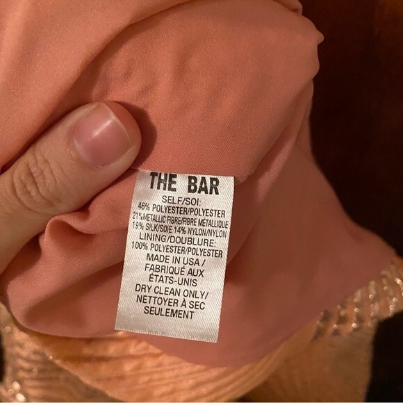 The Bar Logan Metallic Mini Dress Peach Coral Orange Gold Sleeveless Cocktail 6 - Picture 4 of 8